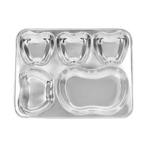 Assiette de service en acier inoxydable Bhojan Thali, design en forme de pomme, avec compartiments, pour la maison, l'hôtel, le restaurant - Product Image 4