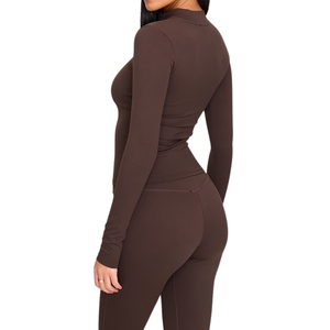 Veste de yoga sans couture pour femmes, vente en gros personnalisée, haute qualité, respirante, pour la course à pied, la gym, le fitness, avec fermeture éclair - Product Image 4