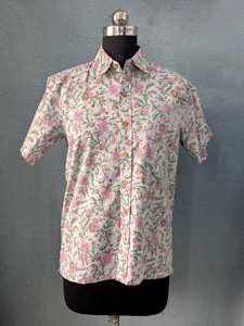 เสื้อเชิ้ตแขนสั้นผู้ชายพิมพ์ลายดอกไม้ผ้าฝ้ายลำลองคอปกแบบพับได้ระบายอากาศได้ดีสวมใส่ในฤดูร้อน - Product Image 4