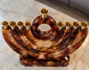 Luxury Modern Handmade Eco-Friendly Fruity Scent Menorah <b>Hanukkah</b> Candle Holder 9 Branch Jewish Judaica Home <b>Decor</b> Premium Resin - Product Image 1