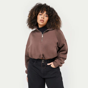 Wholesale <b>Half</b> <b>Zip</b> Long Sleeve Crewneck Regular <b>Sweatshirt</b> Casual Solid Loose Fit Workout Winter Front Customized <b>Women</b> - Product Image 4