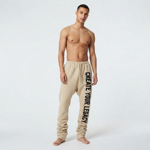 Pantalones de chándal de algodón polar para hombre, con cordón en la cintura, estilo casual, de largo completo, ajuste holgado, de tejido grueso, 460 GSM - Product Image 1