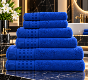 Ensemble de serviettes de bain en coton crème de qualité supérieure, 6 pièces, couleur unie, bordure Dobby, douces, absorbantes, respectueuses de la peau, serviettes rectangulaires pour un usage domestique - Product Image 3