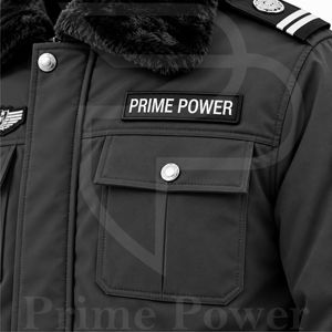 Veste d'uniforme de sécurité avec col en fourrure pelucheuse et détails professionnels pour agents de sécurité, fournisseur OEM en marque blanche pour acheteurs B2B - Product Image 4