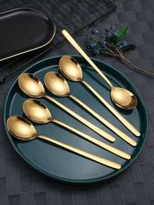 Ensemble de couverts en or mat, acier inoxydable, couteau, fourchette, cuillère à long manche, vaisselle, couverts de table, pour hôtel, restaurant, utilisation sur table - Product Image 6
