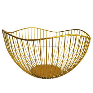 Wholesale Quality <b>Gold</b> Finished Wire <b>Basket</b> Best Selling Reusable Kitchenware Fruit <b>Basket</b> <b>Storage</b> Wire Bowl for Home Decoration - Product Image 2