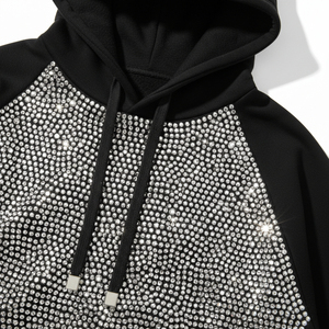 Designer Solid 100% Cotton Hooded Men's Casual Fashion Pullover <b>Hoodie</b> with High Quality Shiny <b>Rhinestones</b> <b>Hoodie</b> Streetwear - Product Image 6