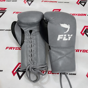 Guantes de Boxeo Fly, Último Modelo, Negros y Dorados, de Cuero Genuino, Precio Económico al por Mayor, con Cordones, para Entrenamiento de Artes Marciales y Sparring - Product Image 4