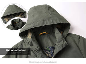 Automne hommes en plein air randonnée Bomber veste Sports de plein air multi-poches tactique chasse pêche étanche à capuche mince vestes - Product Image 5