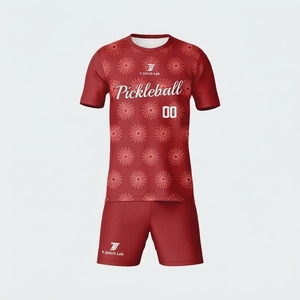 Uniforme de pickleball unisexe respirant imprimé, antibactérien, col rond, manches courtes, été, 100% polyester - Product Image 3