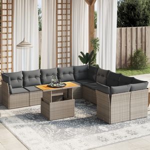 Set Divano da Giardino Grigio con Cuscini, Resistente ai Raggi UV, in Rattan PE, Arredamento da Esterno dal Design Contemporaneo, Impermeabile - Product Image 4