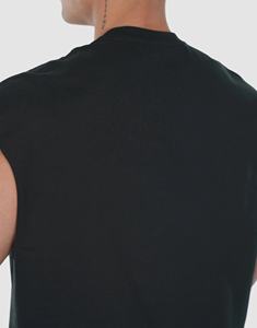 Débardeur d'été à col en O pour hommes Vente en gros Logo personnalisé imprimé Oversize Fitness Gym Sporty Sleeveless Knitted Plus Size 100% Cotton O-Neck Tank Top - Product Image 5