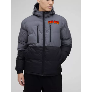 Veste d'hiver matelassée unisexe avec col en fausse fourrure, logo personnalisé, imperméable, parka avec capuche, vêtements d'extérieur grande taille en polyester - Product Image 2