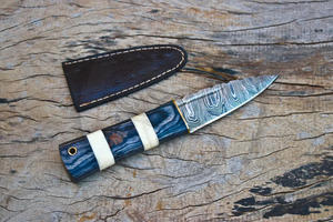 Cuchillo Sgian Dubh de Caza Hecho a Mano con Hoja de Acero de Damasco y Mango de Madera Personalizado, Cuchillo Escocés para Kilt de las Tierras Altas - Product Image 4