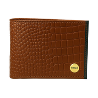Portefeuille Homme en Cuir Véritable Fin Multifonction Anti-RFID Durable Motif Alligator Court Pliant Doublure Nylon Grande Capacité