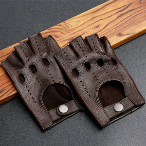 Gants de moto demi-doigts en cuir véritable pour hommes, compatibles écran tactile, écologiques, toutes saisons, design Opera, prix de gros - Product Image 2