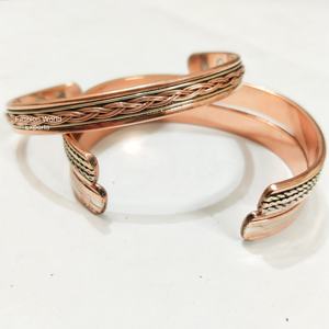 Bracelet magnétique en cuivre unisexe de qualité supérieure Design tactile en laiton classique pour l'arthrite Soulagement du canal carpien Manchette de mode d'énergie quotidienne - Product Image 2