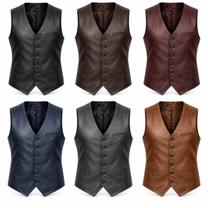 Chalecos de Cuero Formales y Estilo Traje para Hombre |   Gris Negro Borgoña Marrón Azul |   Fabricante OEM ODM |   Diseño de Calidad Premium | - Product Image 5