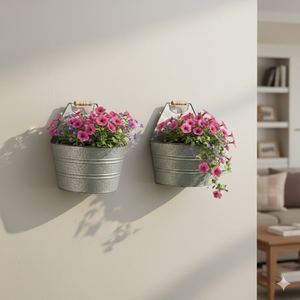 Maceta galvanizada para colgar en la pared y soporte para flores, macetas decorativas para interiores, macetas colgantes - Product Image 4