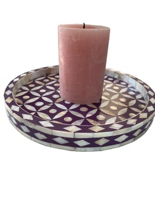 Plateau en bois incrusté de vadrouille au design unique de qualité supérieure Vaisselle décorative artisanale pour le salon, la salle à manger et les espaces d'accueil - Product Image 2