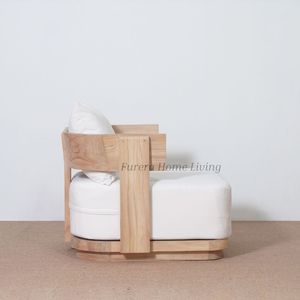 Canapé de salon extérieur contemporain de luxe en teck pour appartements, jardins, hôtels, patios, parcs, salons – Mobilier moderne et imperméable - Product Image 3