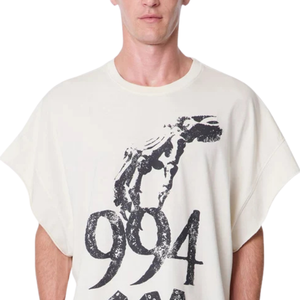 T-shirt graphique sans manches surdimensionné pour homme, col rond, imprimé numéroté, coupe ample, streetwear décontracté, vente en gros, personnalisé, tee-shirt de musculation tendance - Product Image 3
