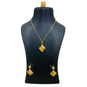 2024 New Arrivals Flower Shape Pendant Set with Earrings & Rings 18K Gold Plated Brass Jewelry Box <b>Chain</b> Women - Product Image 2