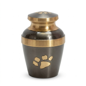 Handmade Aluminum Modern Portable Durable Pet Cremation Urn Brass Tone Paw Print Memorial Keepsake <b>Mini</b> Dog Cat Ashes Holder - Product Image 3