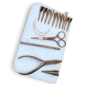 Kit d'outils professionnels pour extensions de cheveux noir et or, ensemble complet de 29 pièces pour extensions I-Tip, micro-anneaux et fusion - Product Image 4