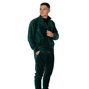 Chándal de terciopelo verde de lujo para maternidad, unisex, corte ajustado, de poliéster/algodón, con logotipo personalizable - Product Image 1