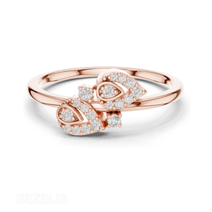 Anillo de Doble Hoja con Diamantes Cultivados en Laboratorio, Oro Amarillo de 18K, Diseño de Racimo en Forma de Lágrima - Product Image 1