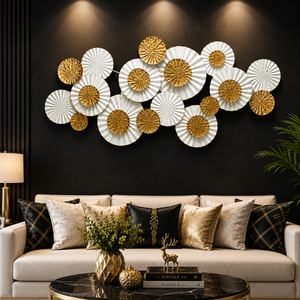 Décoration murale florale en métal vieilli, sculpture murale florale moderne, décoration murale botanique pour salon, chambre, bureau - Product Image 3
