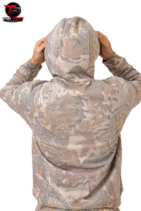 Sweat à capuche de chasse pour homme, hiver, extérieur, camouflage discret feuille de chêne désertique, softshell épais, avec capuche intégrée et poche kangourou - Product Image 4