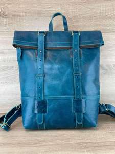 Mochila Impermeable de Piel Vacuna con Cierre Enrollable, Mochila de Viaje para Hombre, Bolsa para Portátil, Mochila de Senderismo, Personalizada LTBP-0106 - Product Image 5