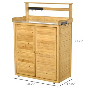 Banco da giardinaggio in legno a 3 livelli con vano portaoggetti bloccabile, ganci magnetici e piedini antiscivolo, 34,25 pollici di lunghezza - Product Image 3
