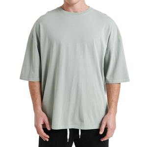 Camiseta Personalizada de Fabricante OEM, 100% Algodón, con Logotipo Impreso, Gris, Lisa, Corte Cuadrado, Estilo Urbano, Holgada, para Hombre - Product Image 1