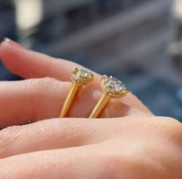 Bague en moissanite ovale incolore de 10x7 mm, taille pavé pointue, style vintage, bague en marquise orientale-occidentale