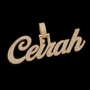 925 Silver Rose <b>Gold</b> Plated Custom Iced Cursive Script Nameplate Necklace Personalized Hip Hop Bling Moissanite Diamond <b>Pendant</b> - Product Image 5