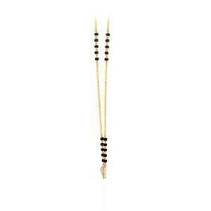 Collier Mangalsutra élégant en or et diamants avec chaîne à perles noires et pendentif carré géométrique pour femmes - Product Image 3