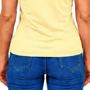 Polo sans manches jaune clair pour femme, coupe ajustée, col à empiècements, pour l'équitation et l'entraînement, personnalisable, vente en gros - Product Image 6