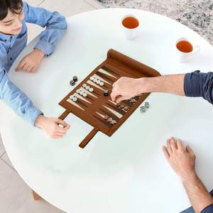 Travel-Size <b>Backgammon</b> <b>Set</b> Portable Roll-up Lightweight PU Leather Chessboard Gift <b>Backgammon</b> Travel Game - Product Image 5