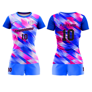 Maillots et shorts de volley-ball unisexes personnalisés par sublimation, design bleu vif, taille plus, kit uni - Product Image 4