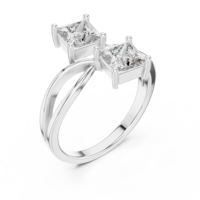 Bague de fiançailles et de mariage en moissanite taille princesse, plaquée or 14 carats et rhodium, design géométrique, bague romantique pour femme