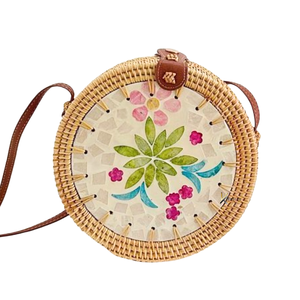 Mini Bolso Tote Redondo de Ratán, Bolso de Ratán Hecho a Mano, Venta al por Mayor Directa de Fábrica, Precios Económicos, Color Personalizable - Product Image 1