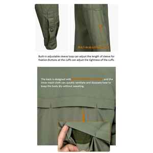 Chemise de chasse à manches longues pour homme, couleur vert olive, avec poches poitrine, vêtements d'extérieur - Product Image 5