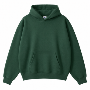 เสื้อฮู้ดโอเวอร์ไซส์ผู้ชาย ผ้าฟลีซ สีดำล้วน ดีไซน์กระเป๋าแบบลำลอง ความยาวปกติ ผลิตจากโพลีเอสเตอร์/คอตตอน ถักทอสำหรับฤดูหนาว - Product Image 5