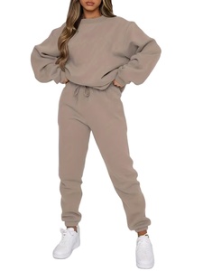 Women's Summer Short Long Sleeve Hoodie Casual Pants Set 2pcs Light-Gray Sweatpants 100% Cotton Fleece Breathable - Product Image 6