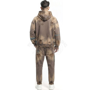 Winter Fashion Pick Hooded Distressed Tracksuit Trendy Casual Clothing Set Stylish Comfortable Matching Outfit <b>Men</b> 100% Cotton - Product Image 2