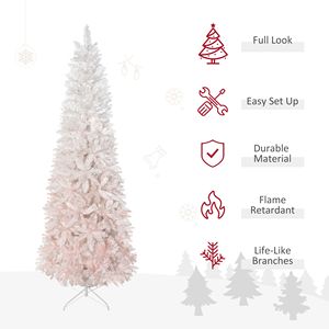 Albero di Natale Artificiale Alto 6 Piedi Non Illuminato con Realistiche Rami di Abete Rosa e Bianco e Base in Acciaio - Product Image 6