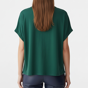 T-shirt court à col rond de couleur unie, personnalisé OEM/ODM, pour femme, été, écologique, respirant, décontracté, confortable et léger - Product Image 3